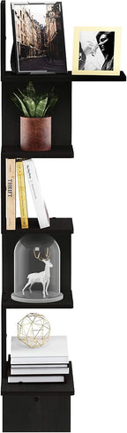 Rossi 5-Tier Corner Floating Shelves for Wall, Espresso