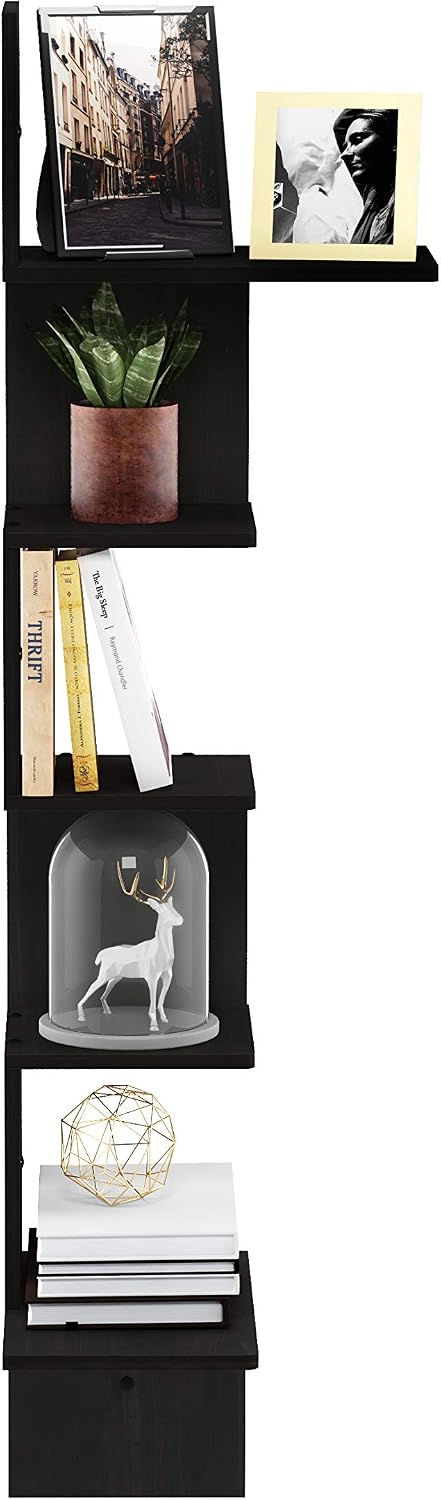 Rossi 5-Tier Corner Floating Shelves for Wall, Espresso