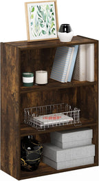 PASIR Book Shelf, 3-Tier Bookshelf, Storage Shelves Bookcase, 9.7 x 23.7 x 31.5, for Living Room, Bedroom, Home Office, Amber Pine