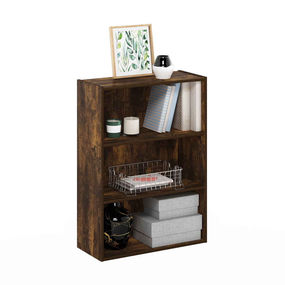 4-Tier Book Shelf, Open Shelves Bookshelf, Light Blue/White