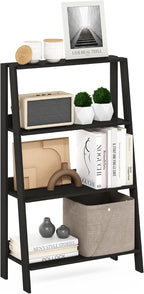 4-Tier Ladder Shelf, Black Ladder Book Shelf, Bookcase, Storage Shelves, Storage Rack, for Organization and Storage, Living Room, Home Office, Black Espresso