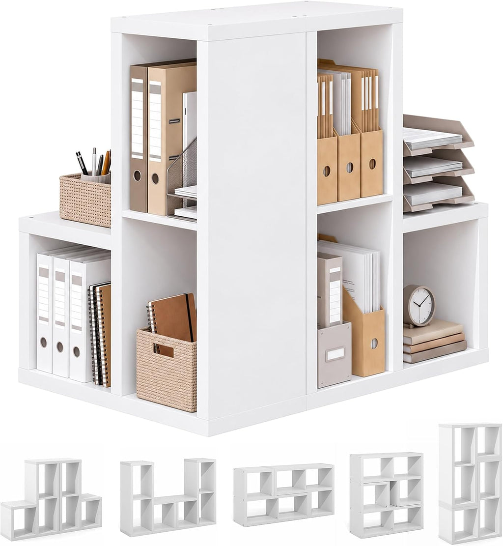 Viola 6-Cube Book Shelf, DIY Stackable Bookshelf, White