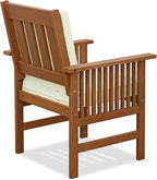 TIOMAN Patio Chair, Mediterranean Outdoor Lawn Chair, Armchair with Cushion, for Patio, Garden, Porch, Light Wood