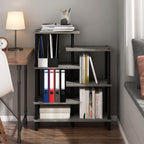 Turn-N-Tube Toolless Assembly 6-Tier Grey Book Shelf, Accent Display Shelf, Open Shelves, Round Tubes, for Organization and Storage, Living Room, Garage, Home Office, Grey Oak