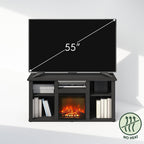 Jensen Fireplace TV Stand, NO Heat Decorative Electric Fireplace Corner TV Stand for TV up to 55 Inch, with 5 Open Shelves, for Living Room, Americano