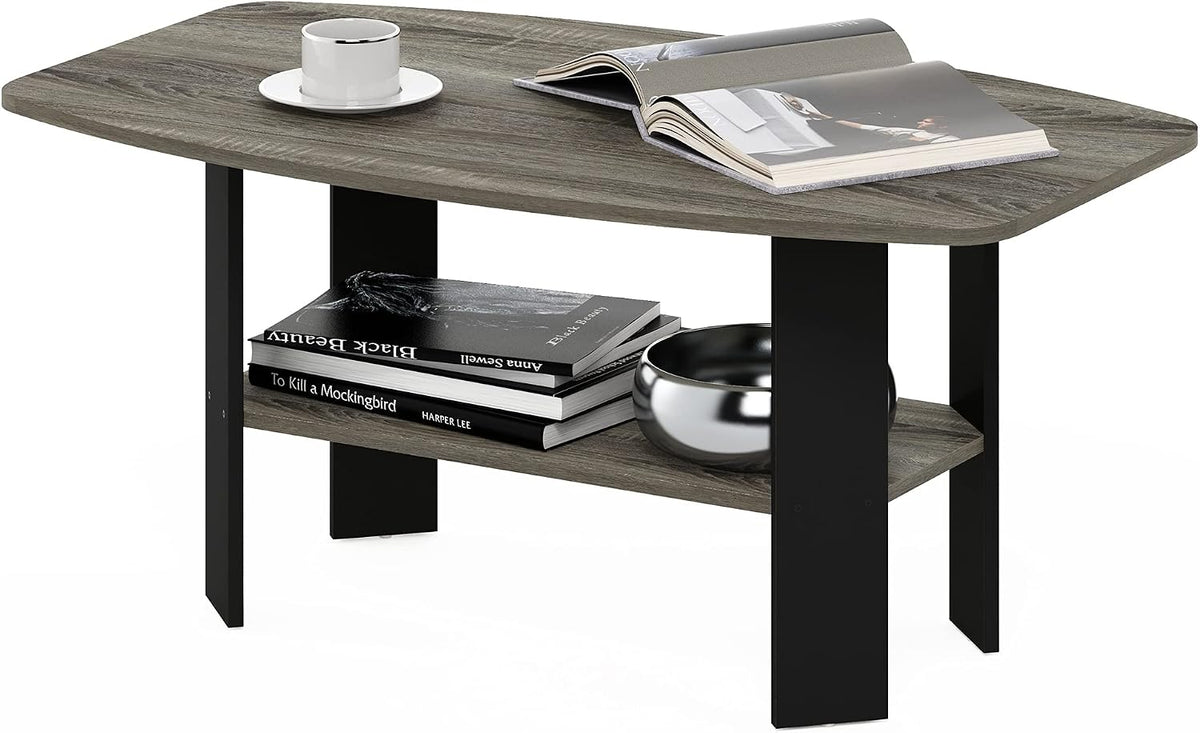 Simple Design Coffee Table, French Oak Grey/Black