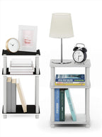JUST Set of 2 Toolless Assembly 3-Tier Side Table, Plain White