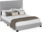 PESSAC Fabric Upholstered Bed Frame, Queen Size, Glacier