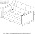 BRIVE 2-Seater Loveseat Sofa, 54" Wide, Black Faux Leather