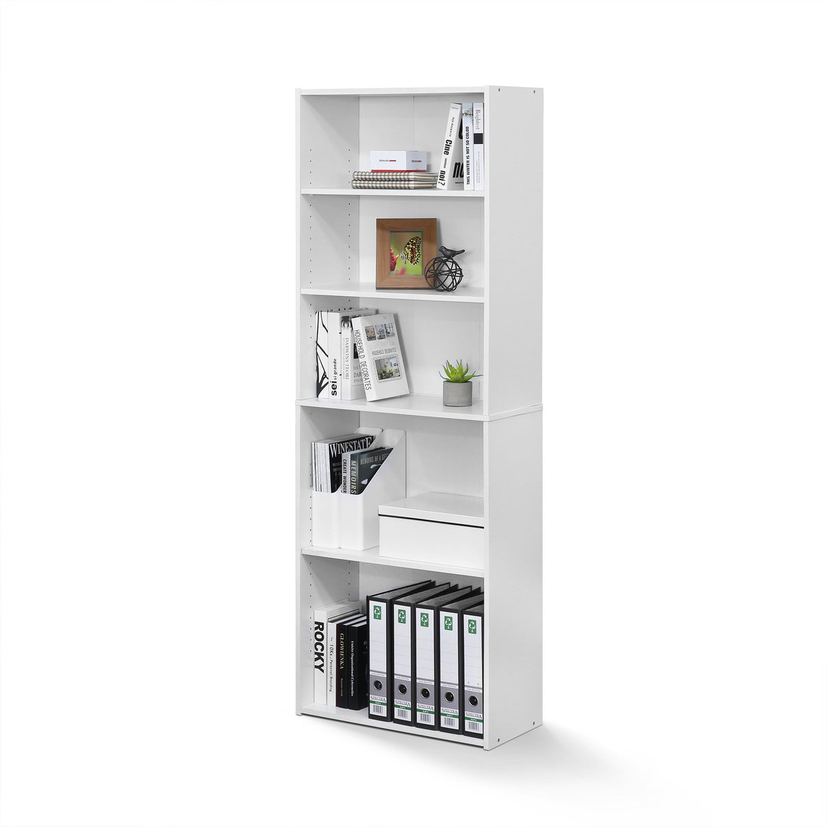 4-Tier Book Shelf, Open Shelves Bookshelf, Light Blue/White