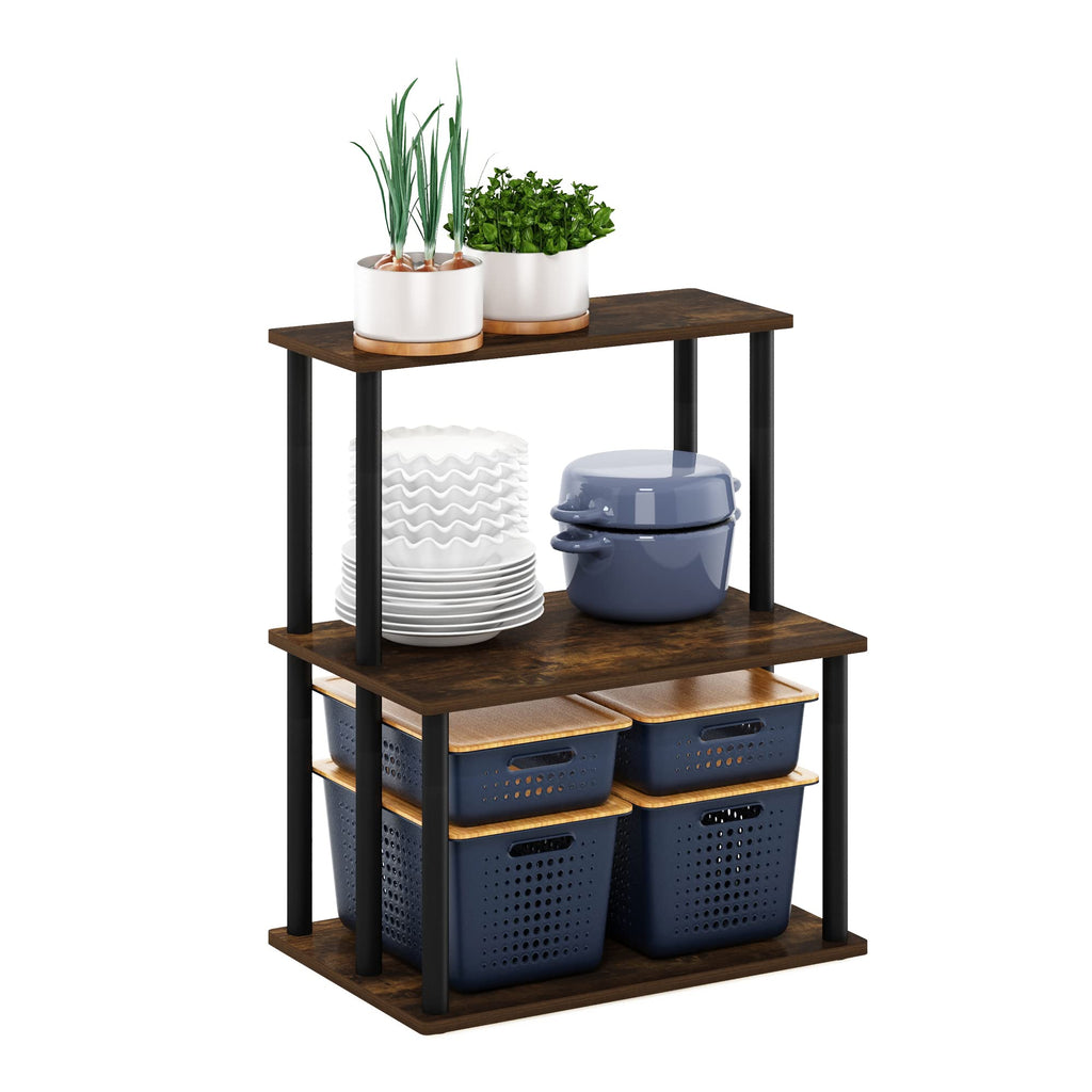 Turn-N-Tube 3-Tier Toolless Kitchen Storage Shelf, Americano/Black