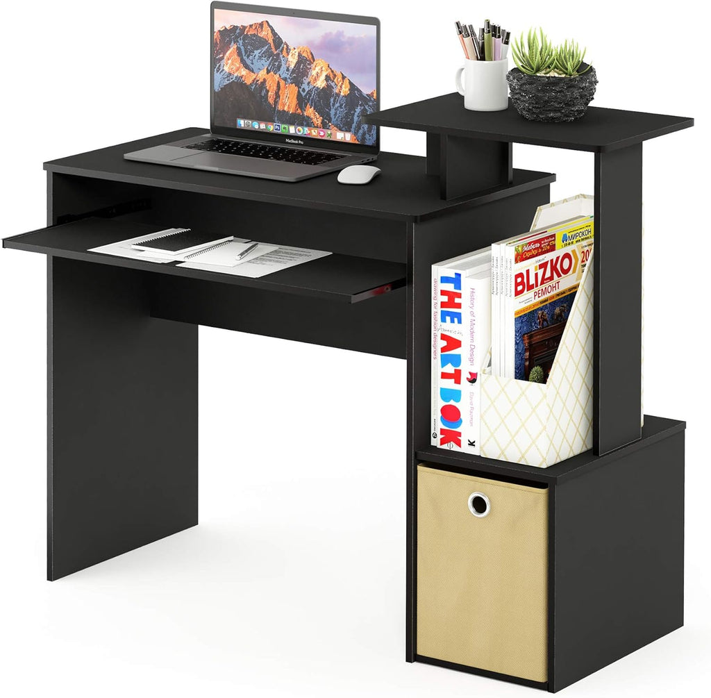 Econ 40-Inch Wide Computer Desk with Keyboard Tray, Classic Black