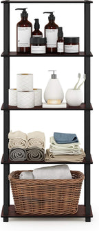 Turn-N-Tube 5-Tier Multipurpose Shelf / Display Rack / Storage Shelf / Bookshelf, Square Tubes, Dark Cherry/Black