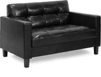 BRIVE 2-Seater Loveseat Sofa, 54" Wide, Black Faux Leather