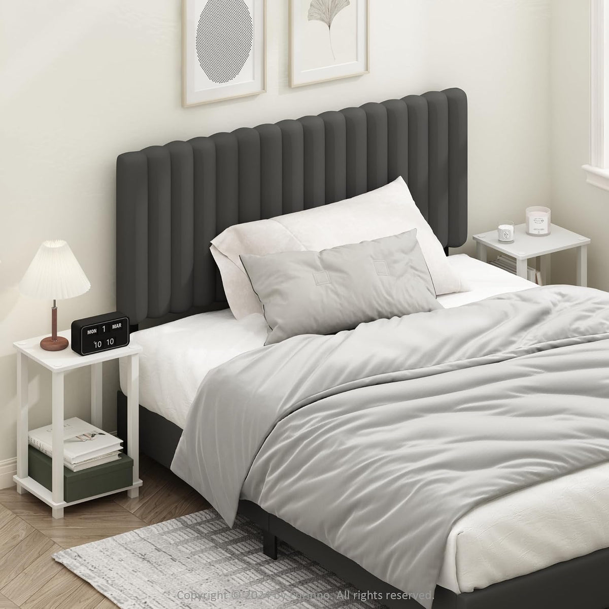 Simplistic Set of 2 Toolless 2-Tier Night Stand, White