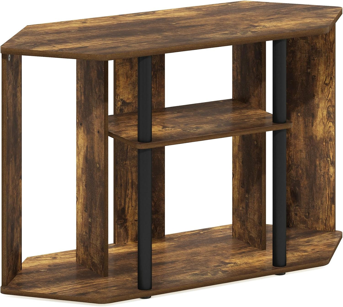 Classic Stand with Plastic Poles for TV up to 43-Inch, Amber Pine/Black