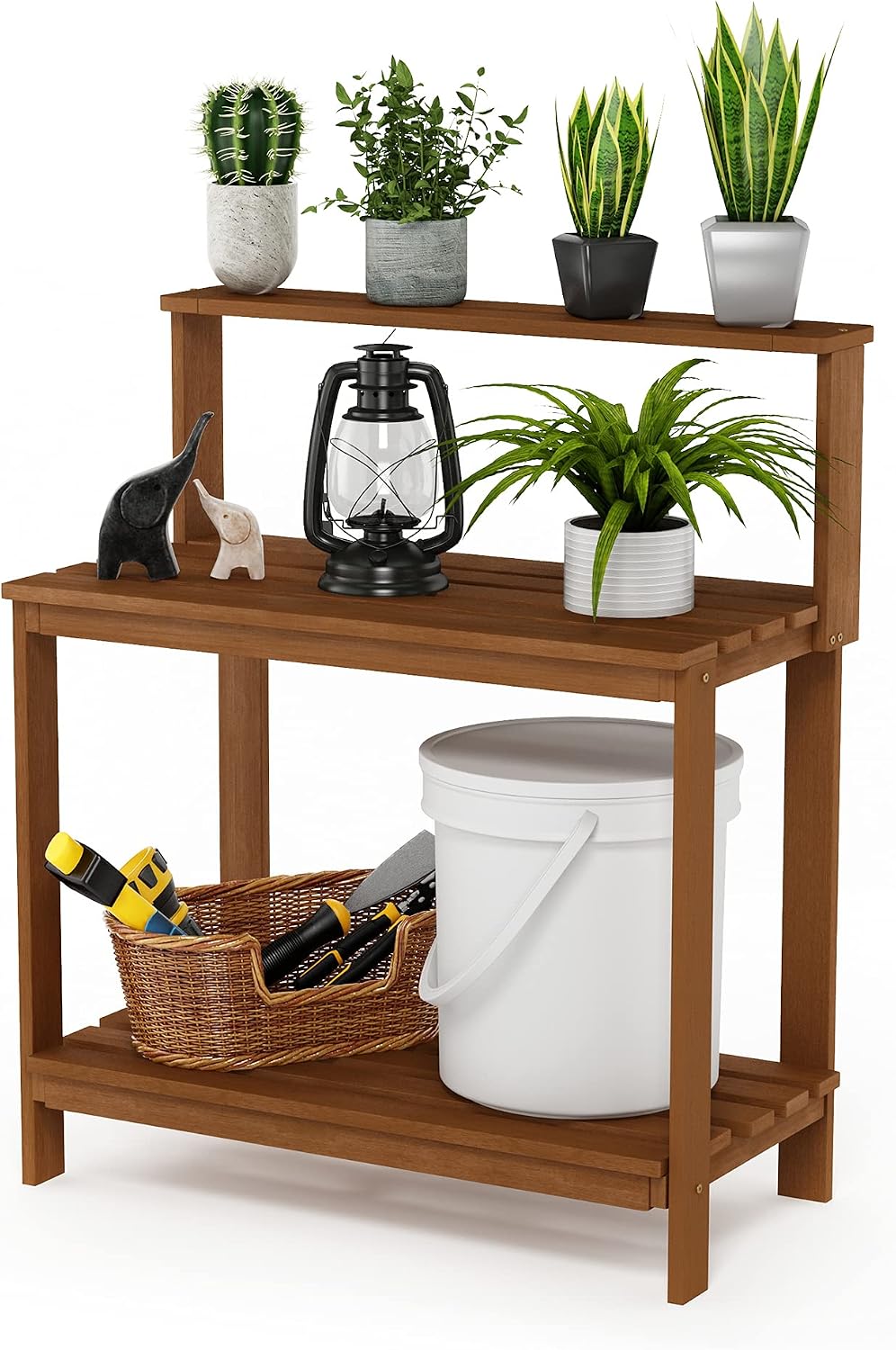 Tioman Outdoor Potting Bench with Storage Shelf, Natural
