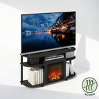 Jensen Fireplace TV Stand, NO Heat Decorative Electric Fireplace TV Stand for TV up to 55 Inch, with Curved Open Storage, for Living Room, Americano