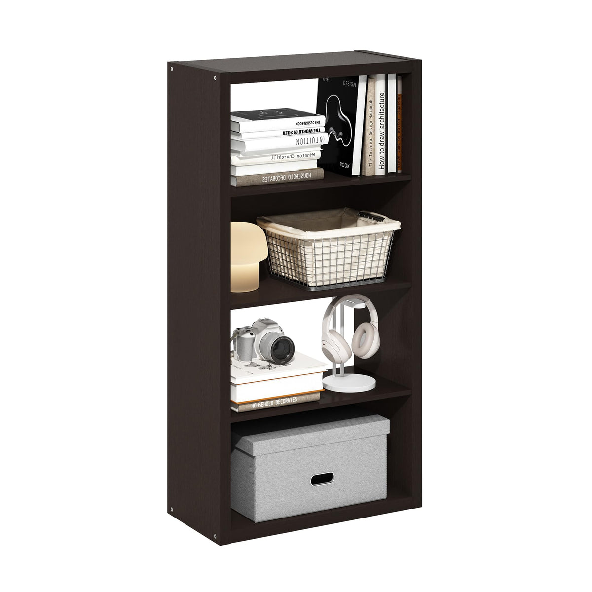 4-Tier Book Shelf, Open Shelves Bookshelf, Light Blue/White