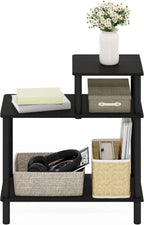 Turn-N-Tube Side Table, 3-Tier Rectangle Sofa End Table with Open Shelf, Toolless Assembly Night Stand, Bedside Table, for Living Room, Bedroom, Espresso