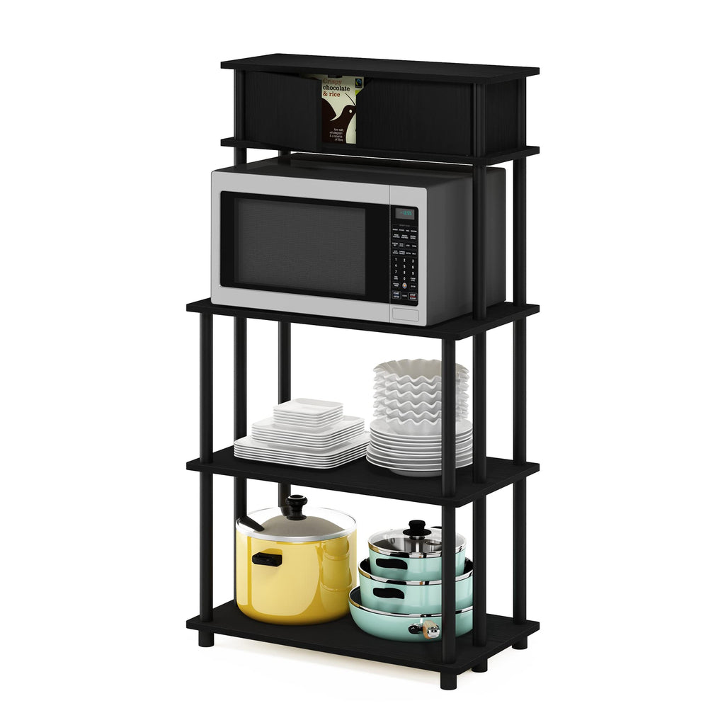 Turn-N-Tube Kitchen Storage Shelf with Top Cabinet for Kitchen, Dining Room and Home Office, Columbia Walnut/Black