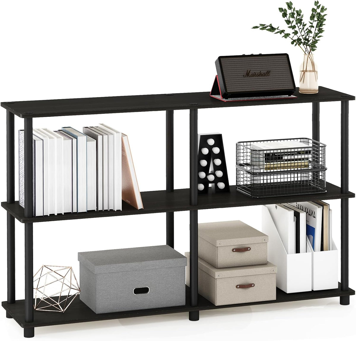 Turn-N-Tube Toolless Wide 3-Tier Storage Shelves, Black Espresso
