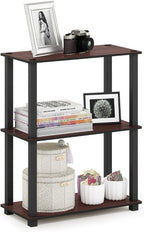 TURN-S-TUBE Storage Shelves, 3-Tier Book Shelf, Corner Shelf, Toolless Open Shelves, for Organization and Storage, Living Room, Garage, Home Office, Dark Cherry