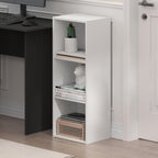 LUDER Book Shelf, 3-Cube Bookshelf, Bookcase with Open Shelves, 9.3 x 12 x 31.5, Easy Assembly, for Living Room, Bedroom, Home Office, White