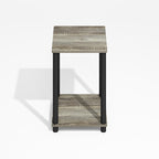 Modern Toolless 2-Tier Side Table, Open Shelf, Grey Oak