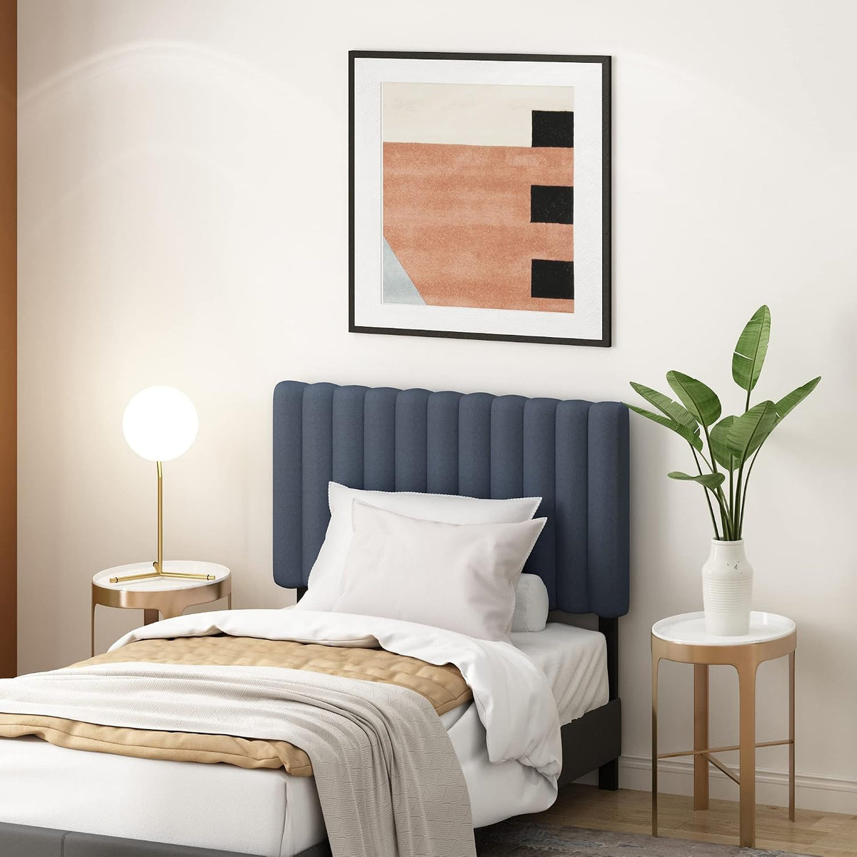 Roanne Upholstered Tufted Headboard, Denim, Twin