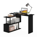 Abbott L-Shape Desk with Bookshelf, 41.14 (W) x 28.94 (H) x 34.45 (D) inches, White/White