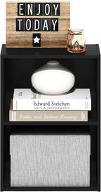 LUDER 2-Tier Book Shelf, Open Shelves Bookshelf, Blackwood