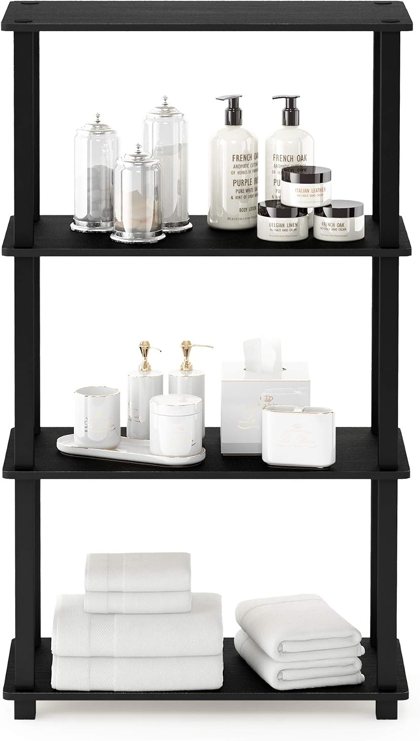 TURN-S-TUBE Toolless 4-Tier Storage Shelves, Book Shelf, Americano