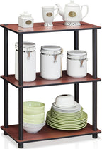 Turn-N-Tube Storage Shelves, 3-Tier Book Shelf, Corner Shelf, Toolless Open Shelves, for Organization and Storage, Living Room, Bedroom, Entryway, Laundry, Cherry Oak