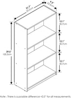 Basic 3-Tier Book Shelf with Open Shelves, Dark Walnut