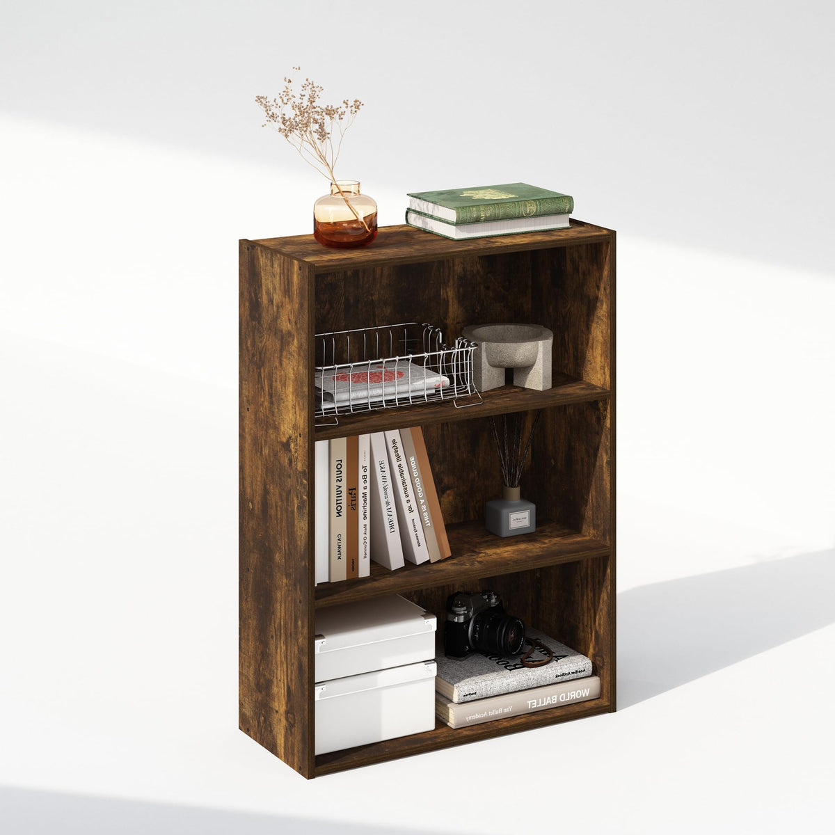 Simple Book Shelf, 4-Tier Bookshelf, Bookcase with Open Shelf, 9.4 x 23.6 x 41.7, for Living Room, Bedroom, Home Office, White