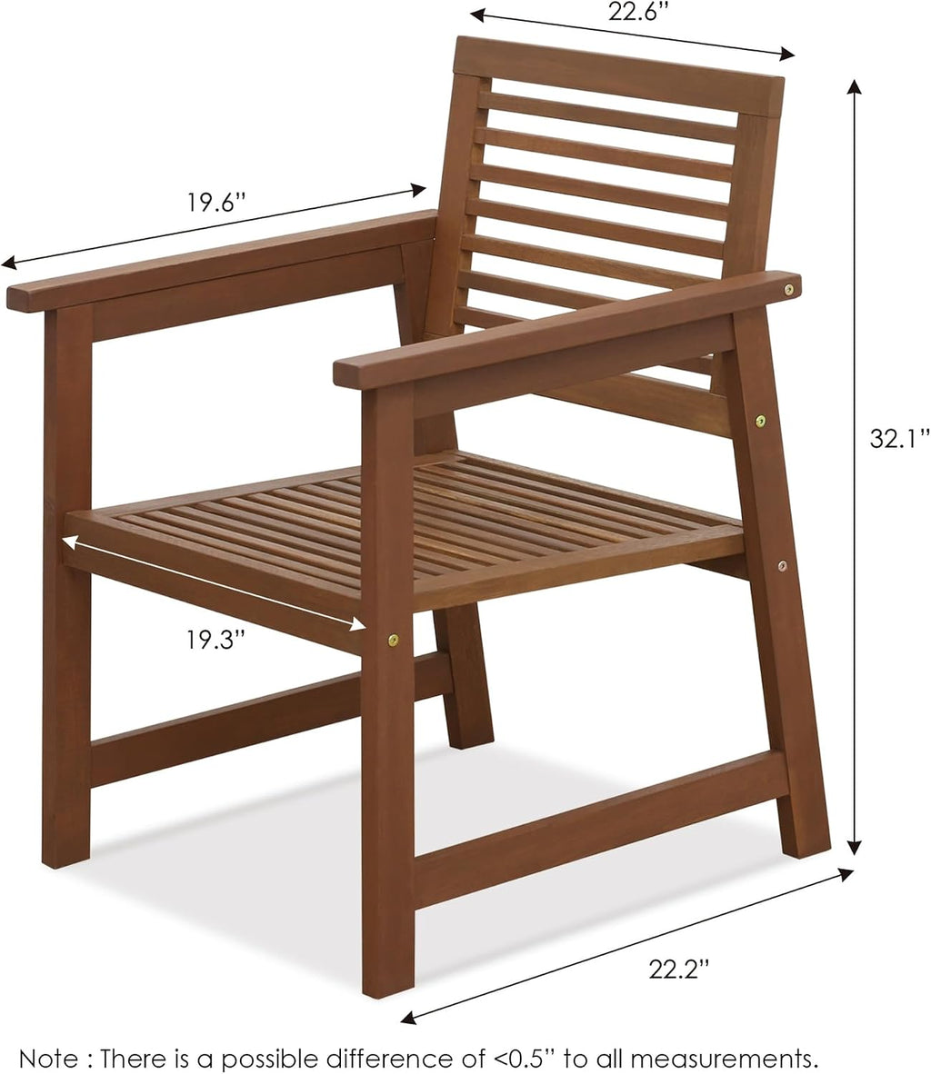TIOMAN Patio Chair, Set of Two, Outdoor Lawn Chair, Armchair Without Cushion, for Patio, Garden, Porch, Light Wood