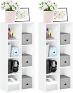 LUDER Set of 2 Book Shelf, 7-Cube, White