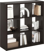 CUBICLE 9-Cube Book Shelf, Extra Thick Frame Bookshelf, Dark Oak