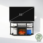 Jensen Fireplace TV Stand, NO Heat Decorative Electric Fireplace Corner TV Stand for TV up to 55 Inch, with Open Shelf, for Living Room, Americano/Black