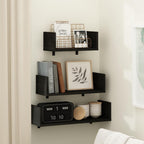 Rossi Floating Shelves for Wall Set of 3, Wall Shelf, Wall Mounted Shelves for Bathroom, Home Office, Living Room, Black Espresso