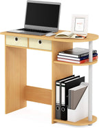 Go Green Desk, 31.5" Wide Gaming Desk with 2 Side Shelves and Storage Bins, Computer Desk, Office Desk for Home Office, Study Room, Dorm, Bedroom, Beech