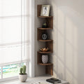 Rossi 5-Tier Floating Corner Shelf for Wall, Corner Zigzag Shelf Wall Mounted, Radial Wall Mount Shelves, for Home Office, Living Room, Bedroom, Bathroom, Columbia Walnut