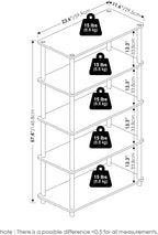 TURN-N-TUBE Storage Shelves, 5-Tier Book Shelf, Corner Shelf, Toolless Open Shelves, for Organization and Storage, Living Room, Garage, Home Office, Americano