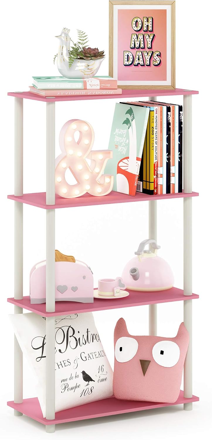 Turn-N-Tube Toolless 4-Tier Storage Shelves, Pink