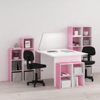 PASIR Book Shelf, 4-Tier Modern Bookshelf, Open Shelves Bookcase 9 x 12 x 42, Easy Assembly, for Living Room, Bedroom, Home Office, Pink/White