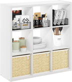 Cubicle Open Back Decorative Cube Storage Organizer, 9-Cube, White