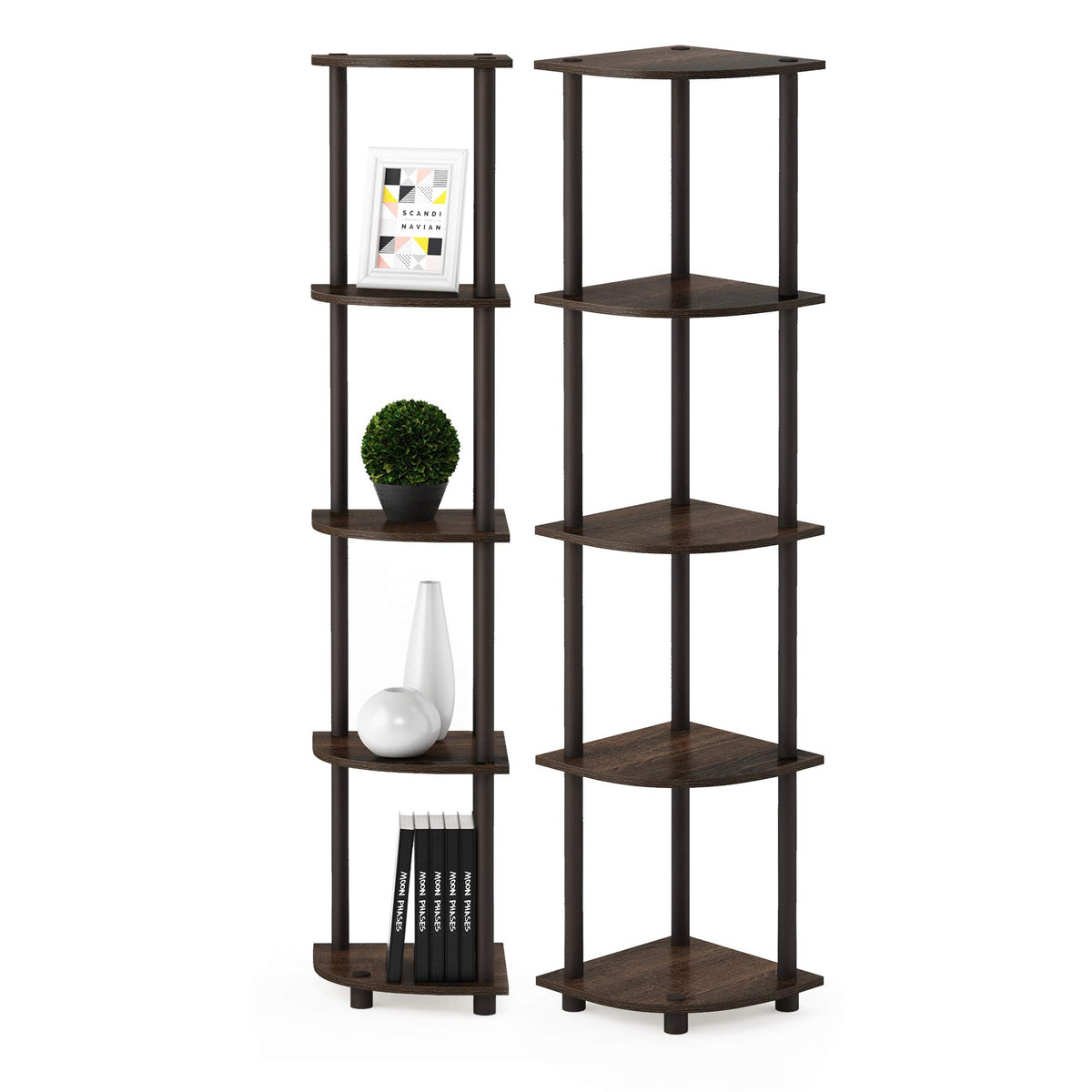 99152BE/WH/IV 3-Tier Go Green Multipurpose Storage Rack Shelving Unit Bookshelf Cabinet with 2 Bins, Beech Finish