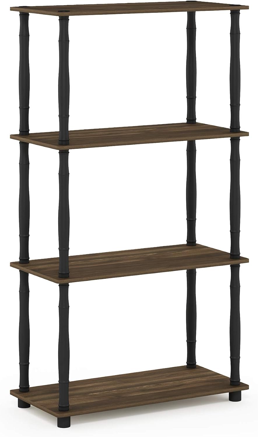 Turn-N-Tube 4-Tier Multipurpose Shelf Display Rack, Classic Tubes, Columbia Walnut/Black