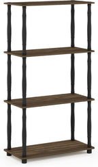 Turn-N-Tube 4-Tier Multipurpose Shelf Display Rack, Classic Tubes, Columbia Walnut/Black